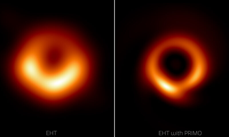 Fuzzy first photo of a black hole gets a sharp makeover