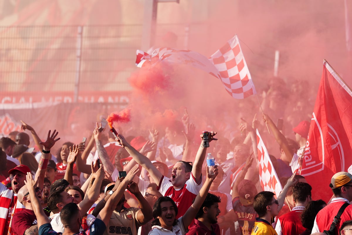 In pictures: Arsenal fans celebrate Premier League title as thousands flock to Emirates Stadium