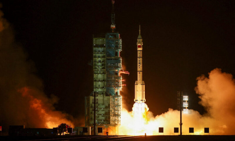 China launches latest Shenzhou mission with 1 of 3 astronauts preparing for a yearlong stay