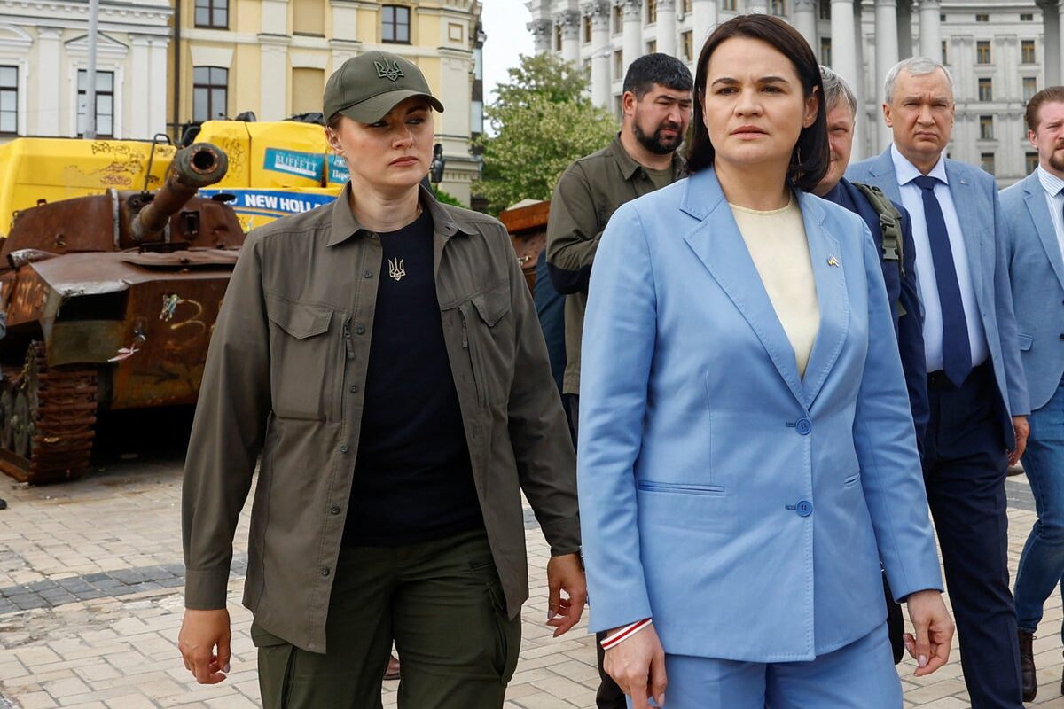 Belarus warned not to get ‘dragged into Russia’s war’ as opposition leader visits Ukraine