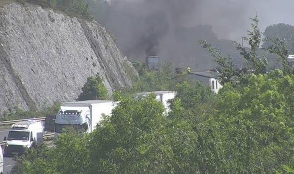 A55 traffic RECAP: Vehicle fire closes road in both directions and smoke fills the sky