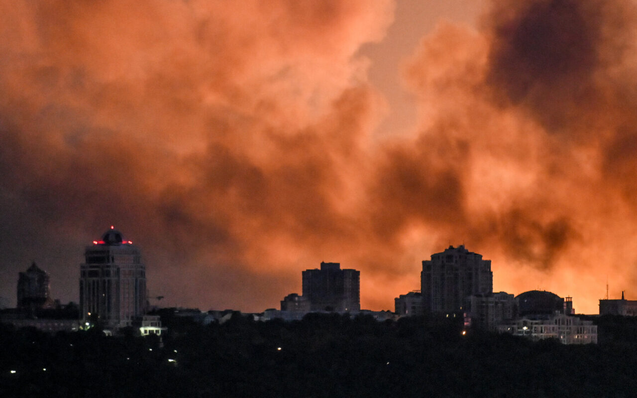 Kyiv, Ukraine, Hit in Russian Missile Attack