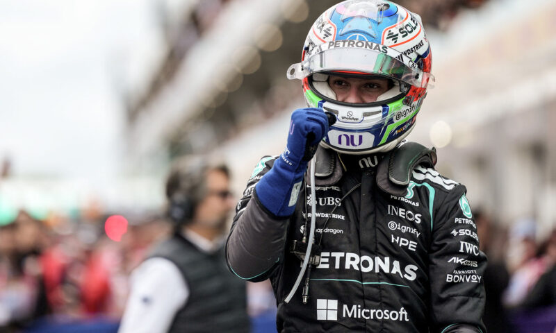 Kimi Antonelli wins fourth Formula 1 race in a row after George Russell’s car breaks down