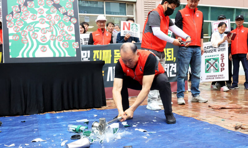 Starbucks struggles to quell outrage over ‘Tank Day’ campaign that evoked massacre in South Korea