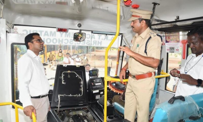 Officials check school buses for road worthiness in Kallakurichi