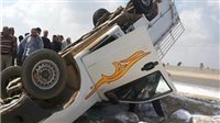 إصابة 8 أشخاص في انقلاب سيارة ربع نقل على الطريق الصحراوي الغربي بالمنيا