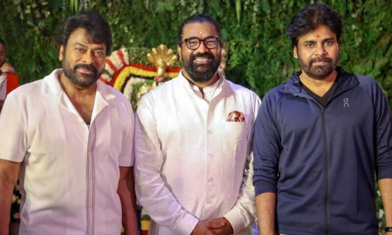 ‘Mega 158’: Chiranjeevi’s film with Bobby Kolli goes on floor; Pawan Kalyan attends launch