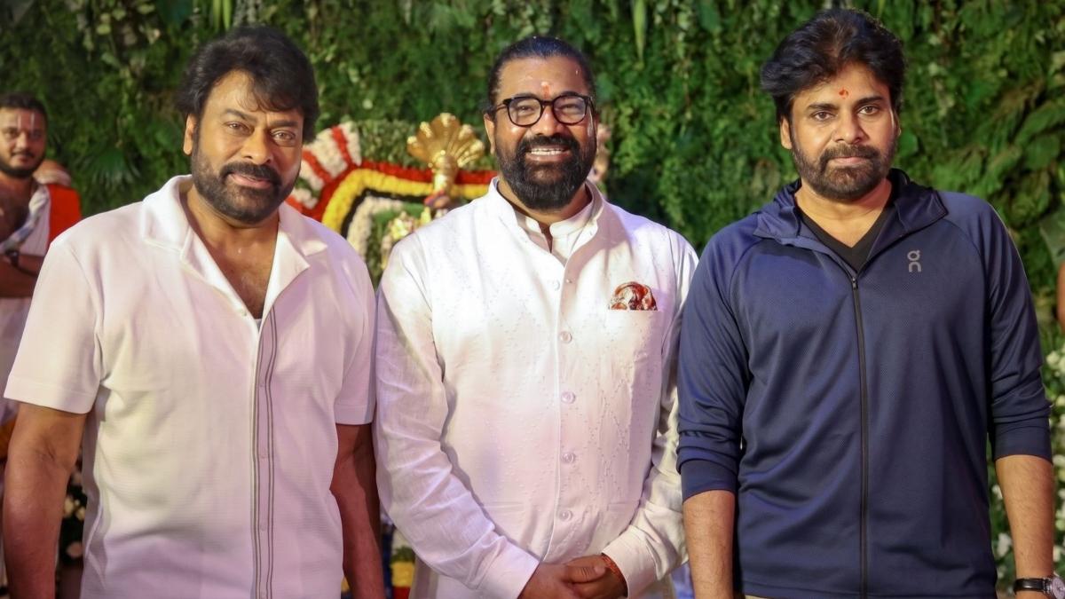‘Mega 158’: Chiranjeevi’s film with Bobby Kolli goes on floor; Pawan Kalyan attends launch