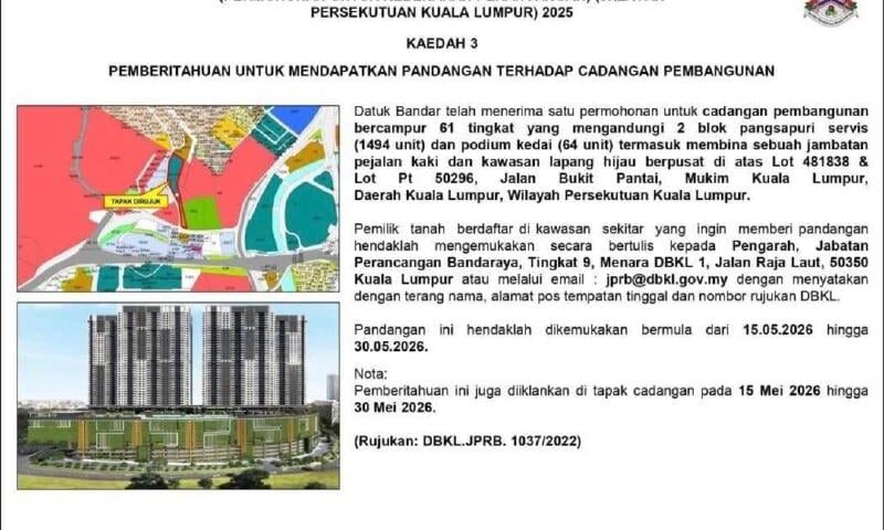 Developer seeks approval for 61-storey tower project near TNB HQ, Pantai Hospital