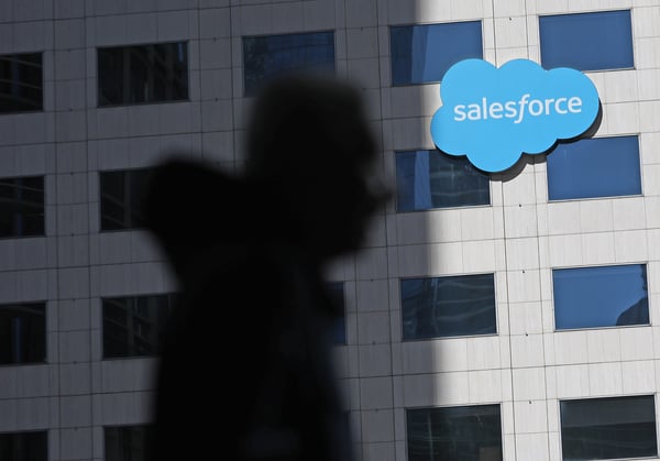 Salesforce posted a record quarter and beat earnings estimates. But soft guidance stalled the sto — but soft guidance tempered the rally