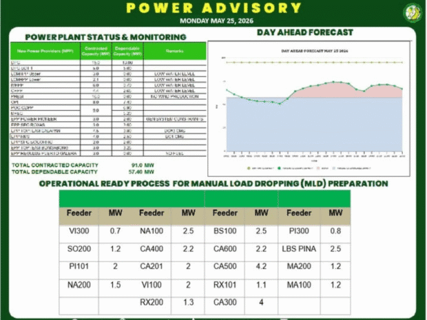 Oriental Mindoro grid placed under red alert amid supply deficit