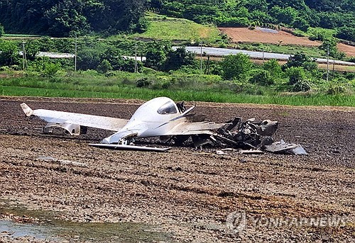 (LEAD) 2 seriously injured as light aircraft crashes in Haenam