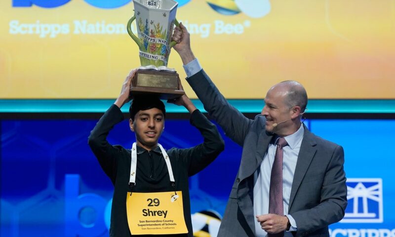 Shrey Parikh wins the Scripps National Spelling Bee, beating Ishaan Gupta in lightning round