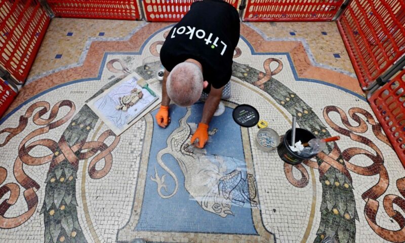 Milan restores 19th century bull mosaic’s testicles to former glory