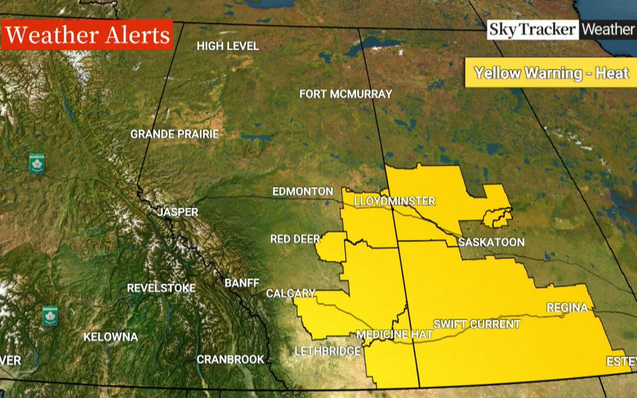 Environment Canada issues heat warnings for large parts of Alberta, Saskatchewan