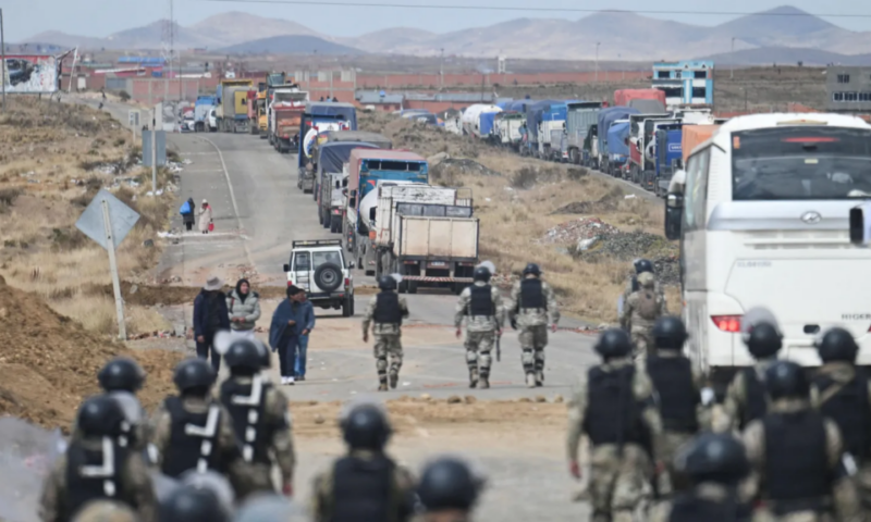 Bolivian minister’s convoy ambushed while overseeing roadblock clearance