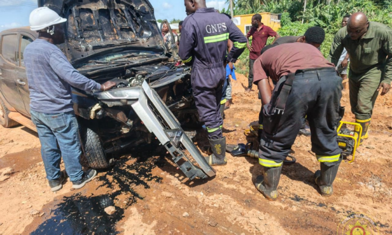 Four trapped victims rescued in two separate accidents on Ho–Asikuma Highway
