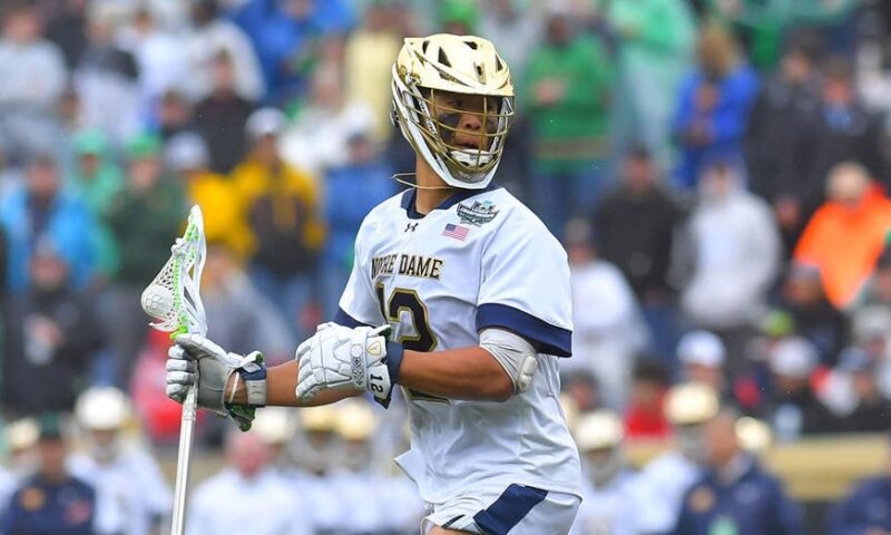 Notre Dame’s Josh Yago delivers Memorial Day salute during anthem before lacrosse championship game