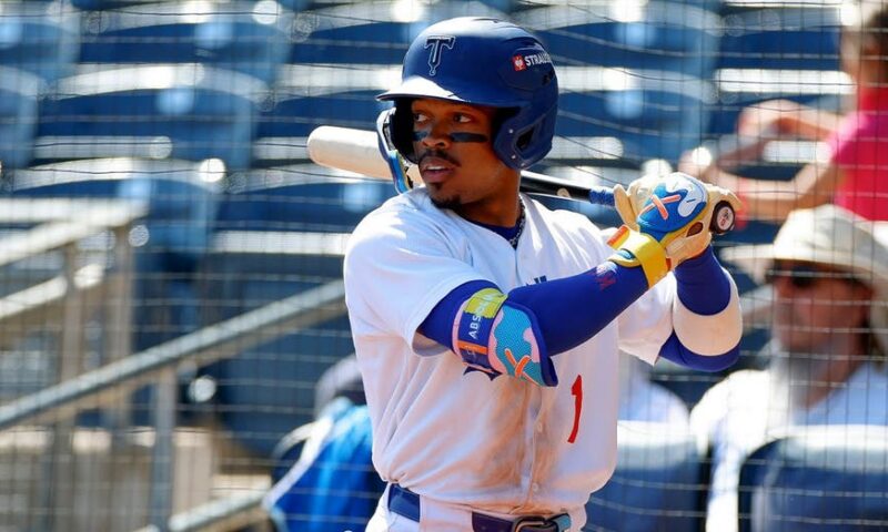 Dodgers minor league prospect Kendall George hurts himself after near collision with a bat dog