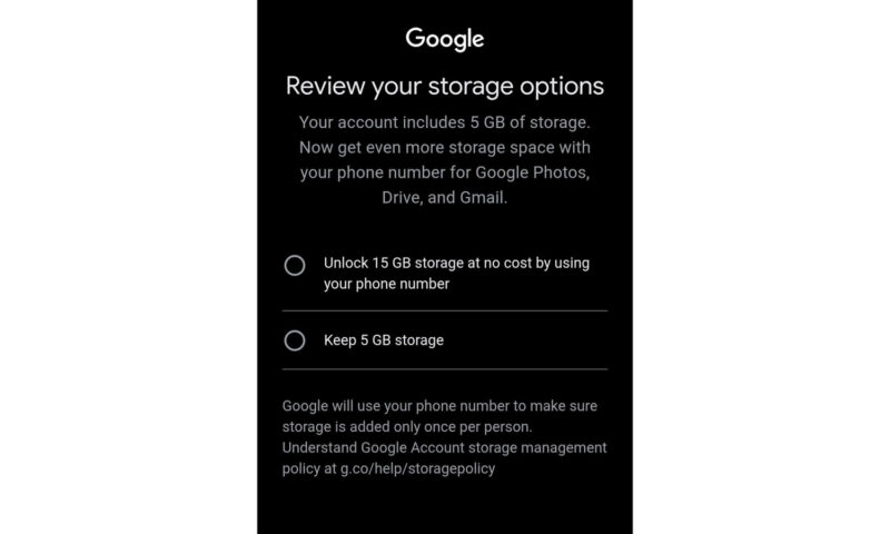 New Google accounts may only get 5GB free storage — unless you link a phone number