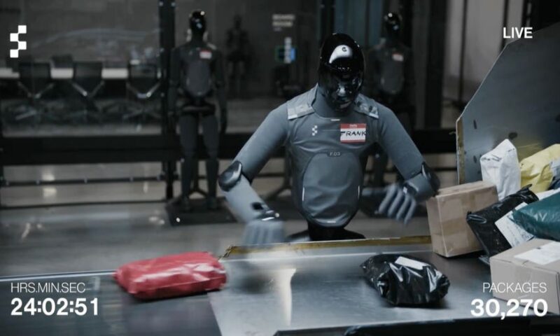 Humanoid robots work nonstop in package test