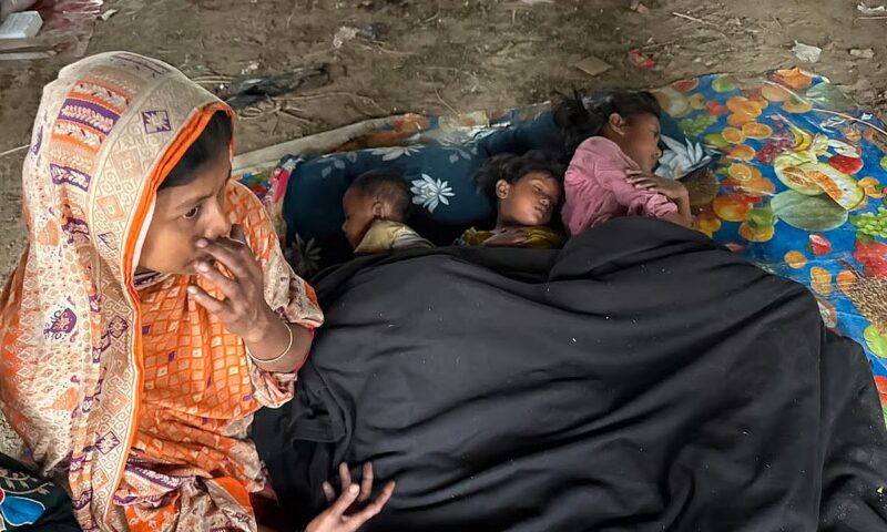 Everything burnt in fire, husband missing, a woman waits with her three children
