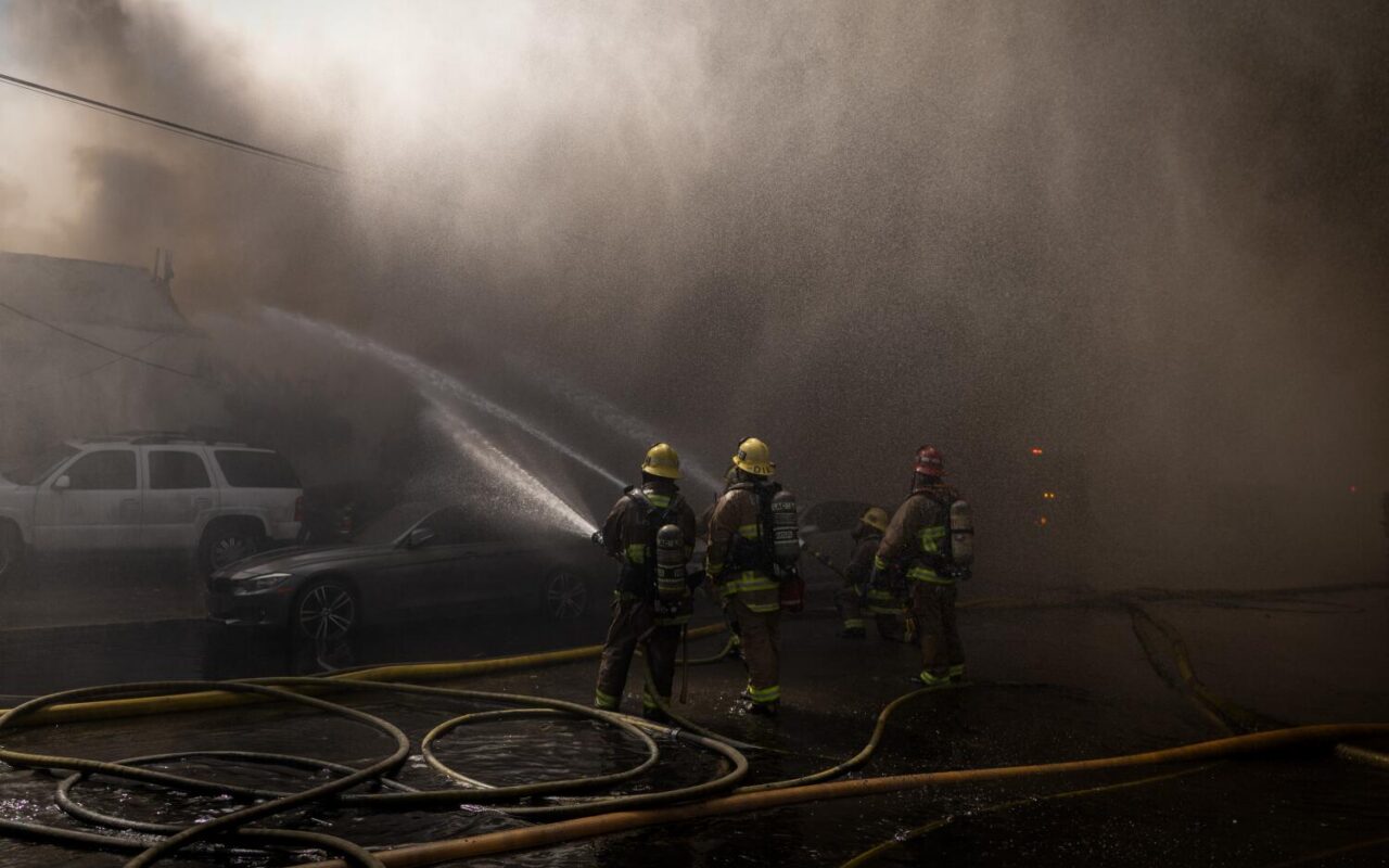 Raging South Gate fire at tire recycling center prompts shelter-in-place order