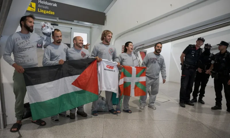 Four held after clashes at Spain airport as Gaza activists return