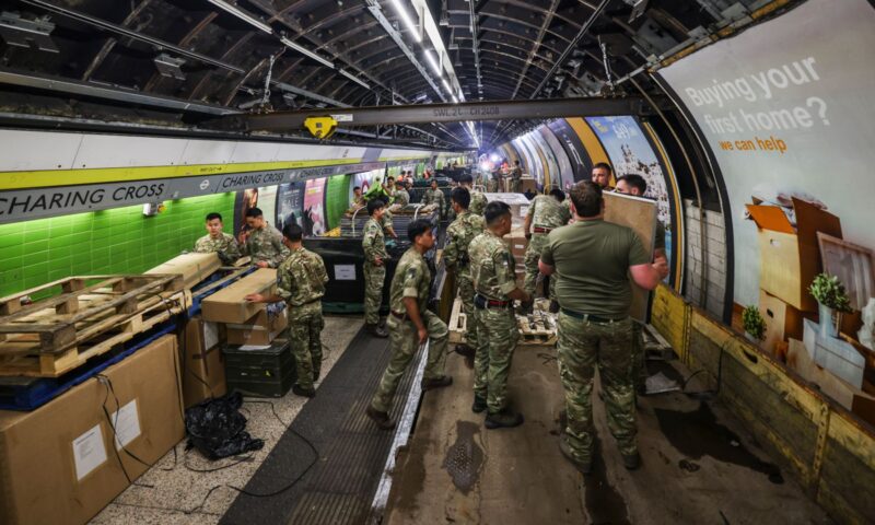 British troops train for war with Russia from the London Underground