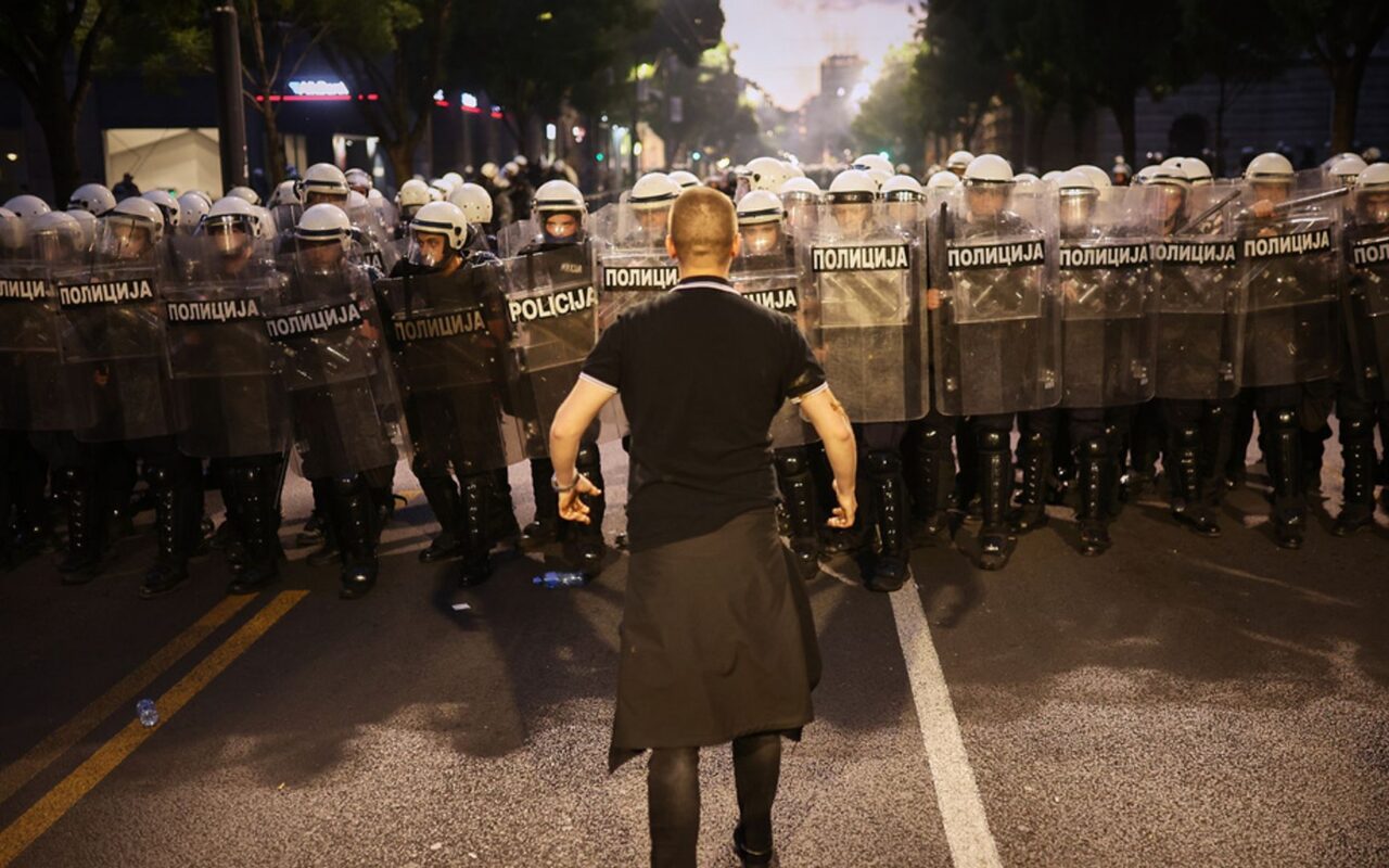Riot police clash with protesters in Serbia after anti-government rally
