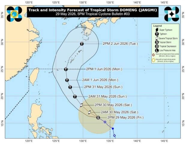 TS Domeng may turn into typhoon Saturday or Sunday as it intensifies