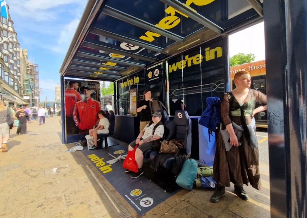 Edinburgh bus stop transformed into Scotland subs bench ahead of World Cup