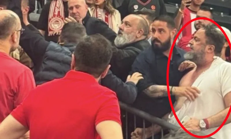 Nottingham Forest owner Evangelos Marinakis left with ripped shirt and bruise under eye after scrap with PM’s nephew