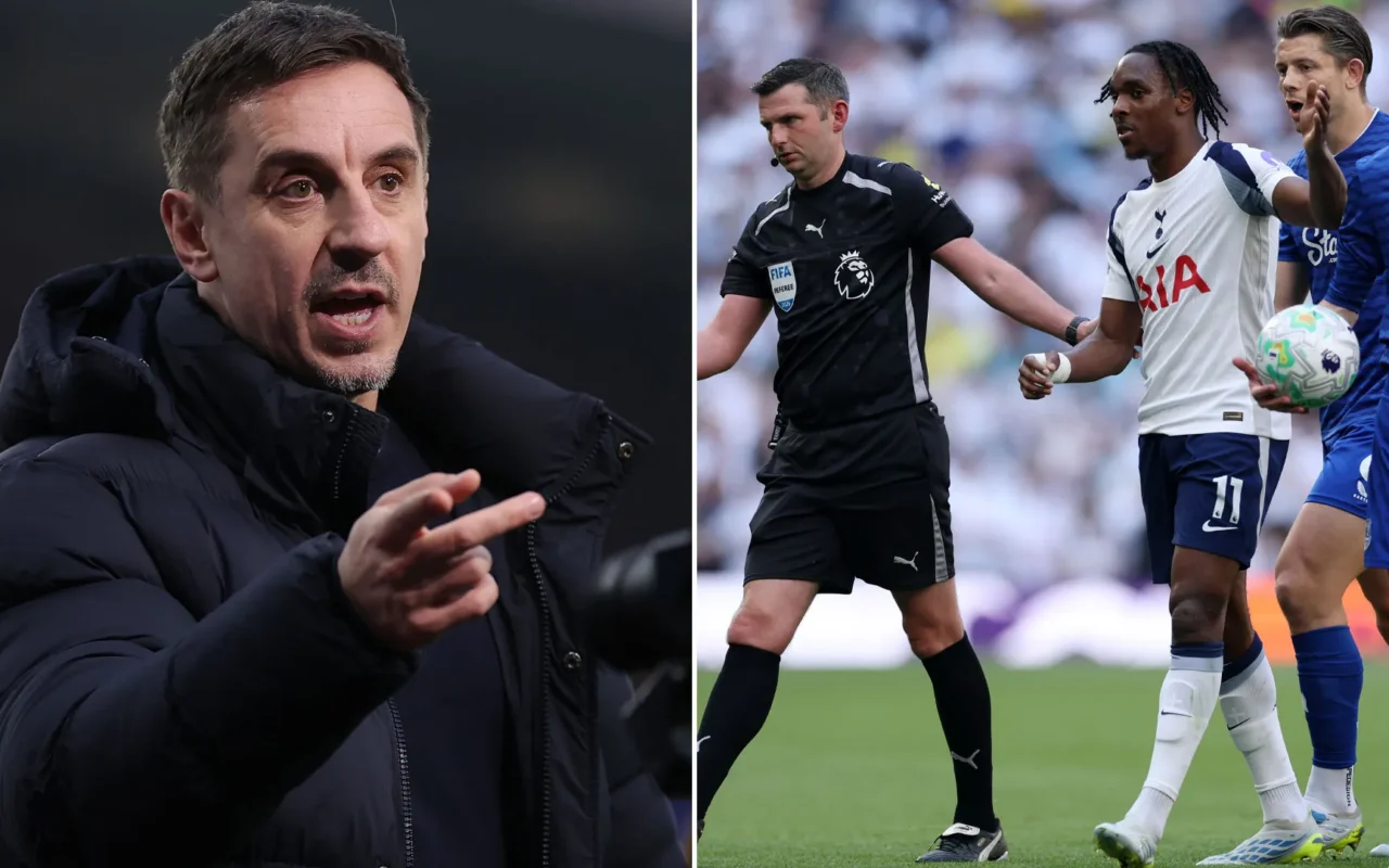 ‘Blows my mind’ – Gary Neville goes on major rant as Tottenham vs Everton bizarrely halted before Spurs dodge relegation