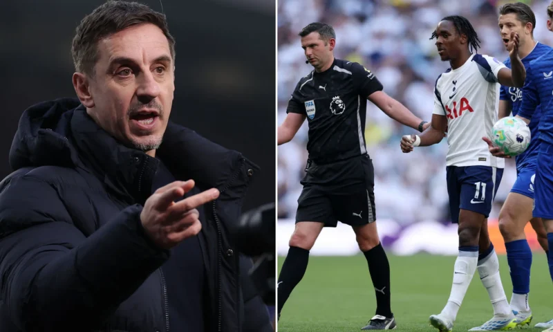 ‘Blows my mind’ – Gary Neville goes on major rant as Tottenham vs Everton bizarrely halted before Spurs dodge relegation