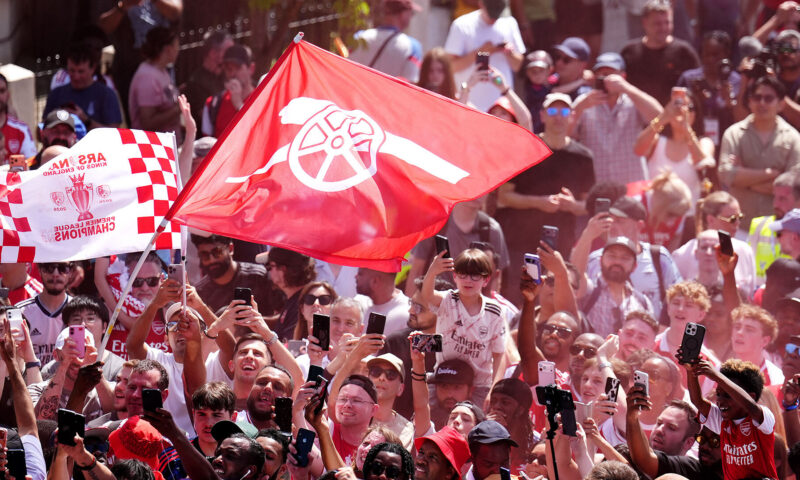 Arsenal fans queue for HOURS from 9am to squeeze into packed pubs as they cheer on Everton in relegation quest at Spurs