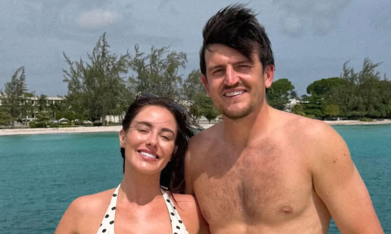 Topless Harry Maguire gets over England World Cup heartbreak with bikini-clad wife Fern on holiday after slamming Tuchel