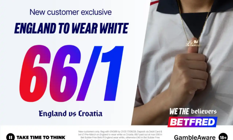 World Cup 2026: Get 66/1 for England to wear white against Croatia with Betfred