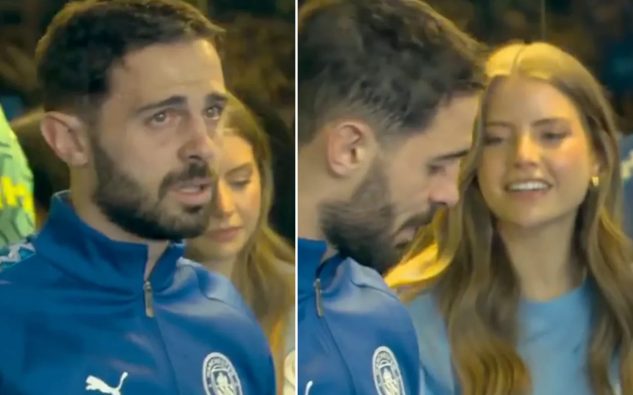 Bernardo Silva breaks down in tears in tunnel with wife just seconds before playing final Man City match