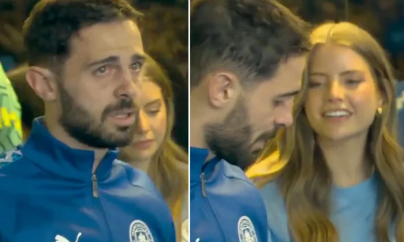 Bernardo Silva breaks down in tears in tunnel with wife just seconds before playing final Man City match