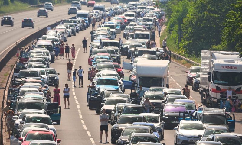 Horror crash with ‘two motorbikes & car’ leaves FOUR MILE traffic queue in sweltering heat as A12 grinds to standstill