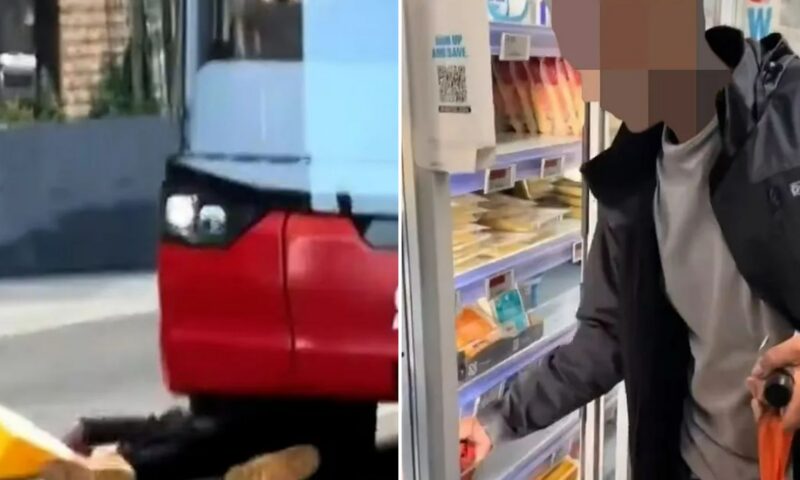 Bizarre moment shoplifter nicks cheese from Co-op before rolling underneath bus and ‘attacking’ police