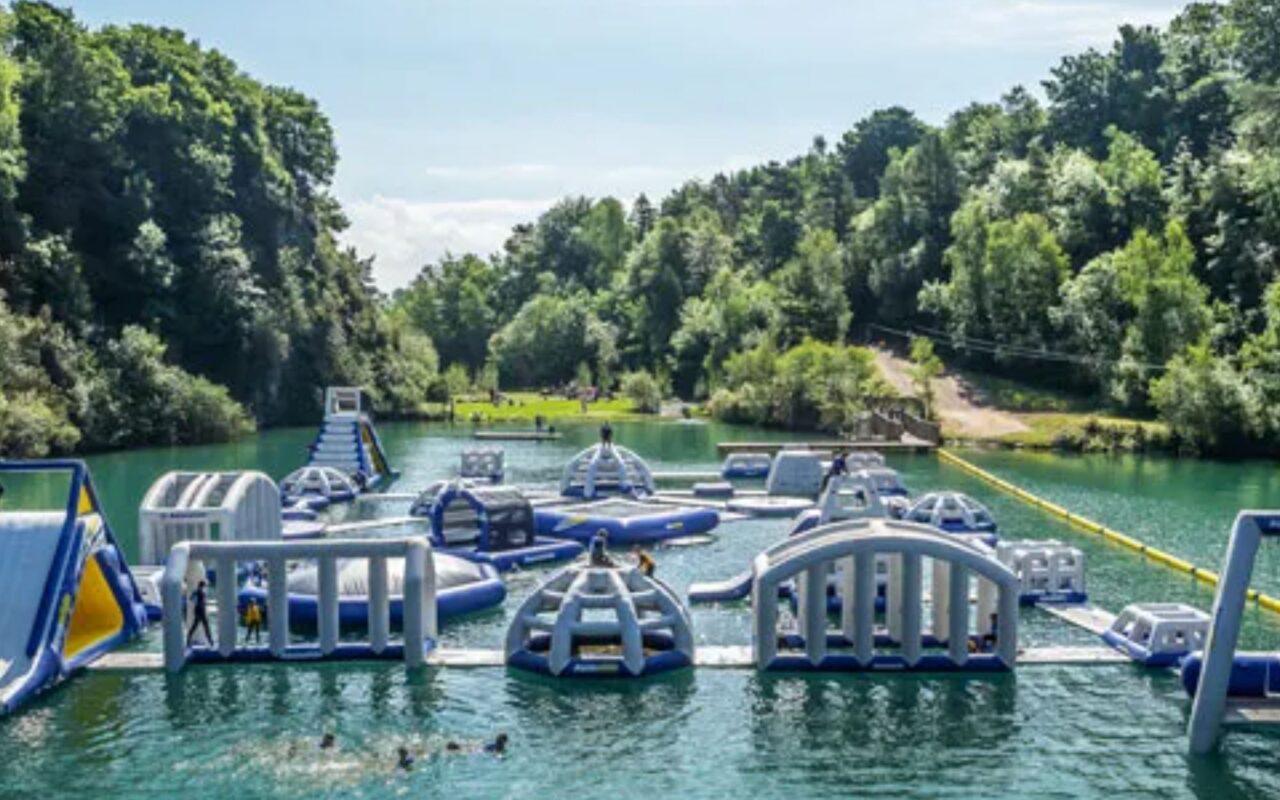All of the best aquaparks in the UK from huge obstacle courses to glamping sites