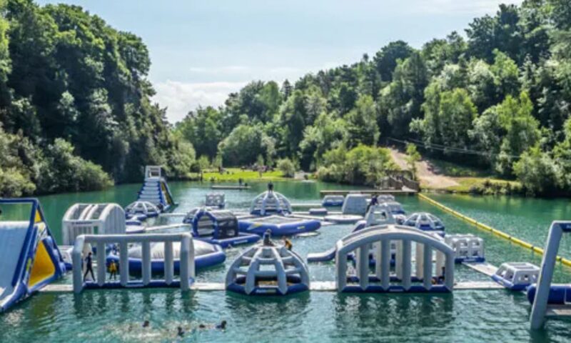 All of the best aquaparks in the UK from huge obstacle courses to glamping sites