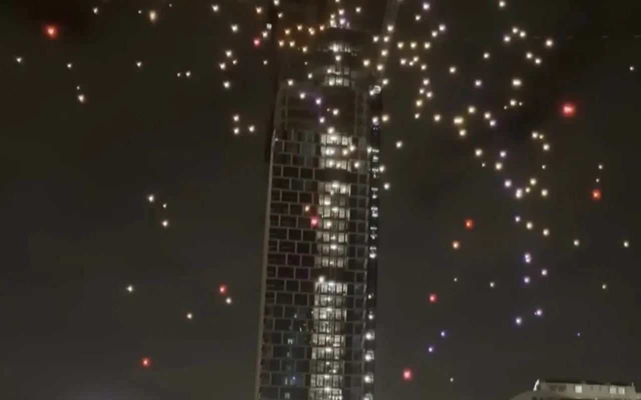 Dramatic moment dozens of drones CRASH from the sky near onlookers as Sydney harbour light display goes horribly wrong