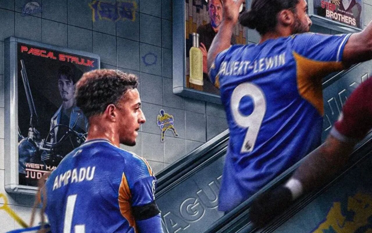 ‘Ultimate p*** take’ – Leeds admin hailed for brilliant poster ‘sending West Ham down’ and winding up Spurs at same time