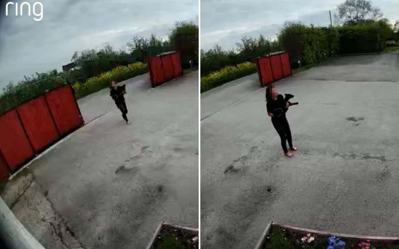 Moment woman dumps ‘dying, bleeding & emaciated’ puppy outside dog kennels as RSPCA launch probe