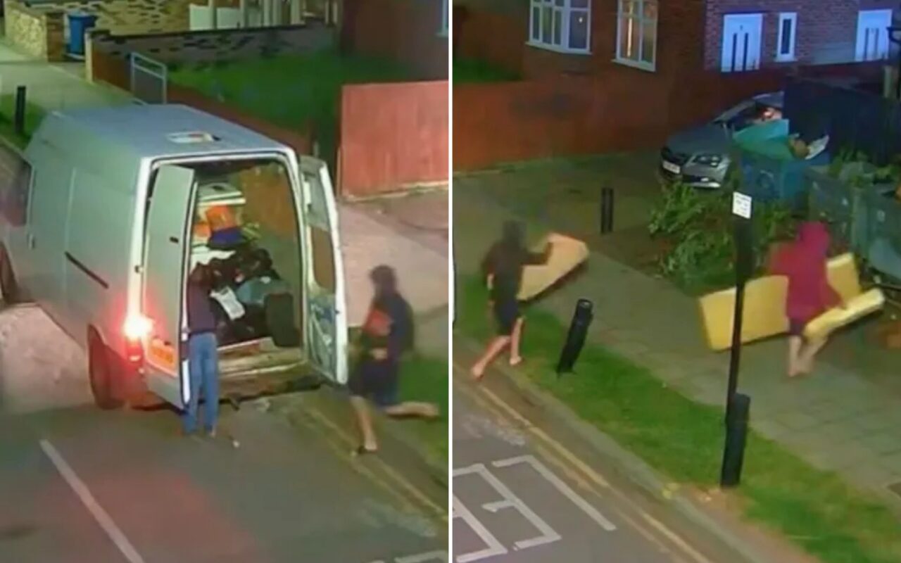 Shocking moment shameless fly-tippers are caught on CCTV dumping rubbish on street as they are slapped with £2,300 fine
