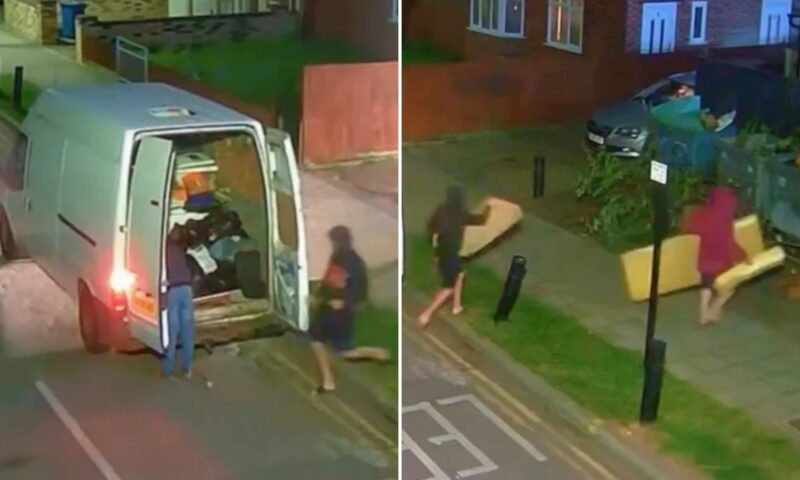Shocking moment shameless fly-tippers are caught on CCTV dumping rubbish on street as they are slapped with £2,300 fine