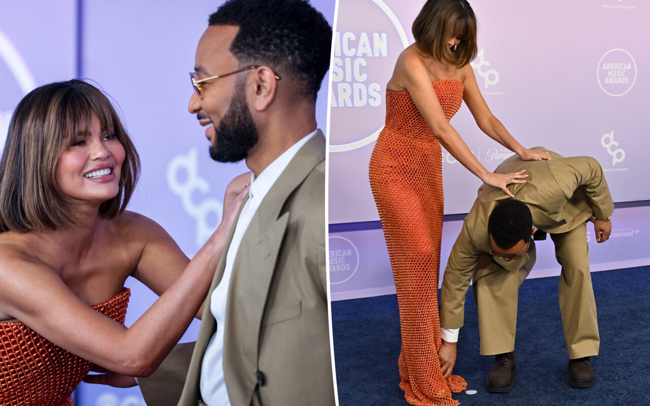 John Legend rescues wife Chrissy Teigen from wardrobe malfunction at 2026 AMAs
